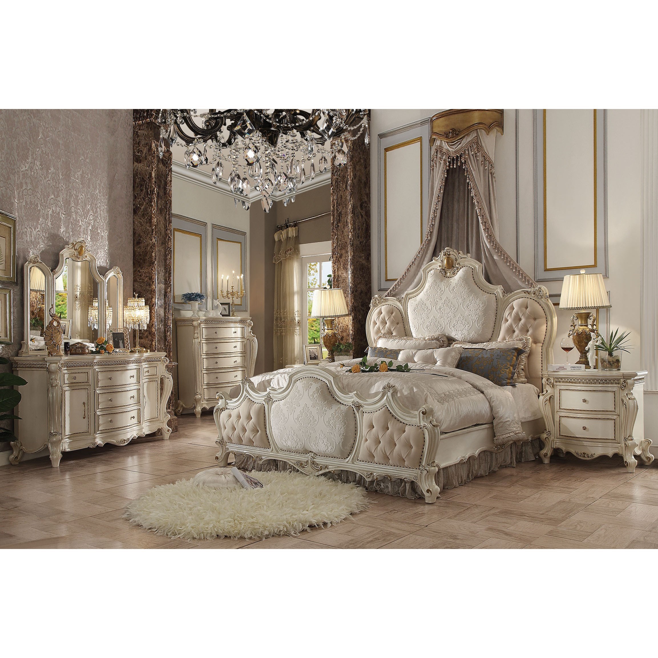 Acme Furniture Picardy 26880Q Traditional Queen Upholstered Bed